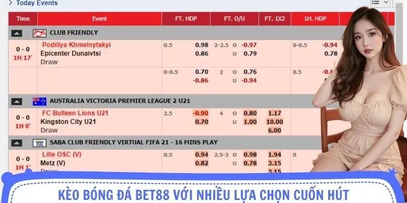 Kèo bóng đá bet88 với nhiều lựa chọn cuốn hút
